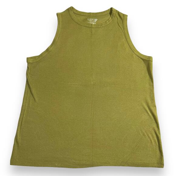 Time and Tru Womens Tank Top Sleeveless Wide Strap Green Pullover Knit XXXL 3X - Picture 1 of 4